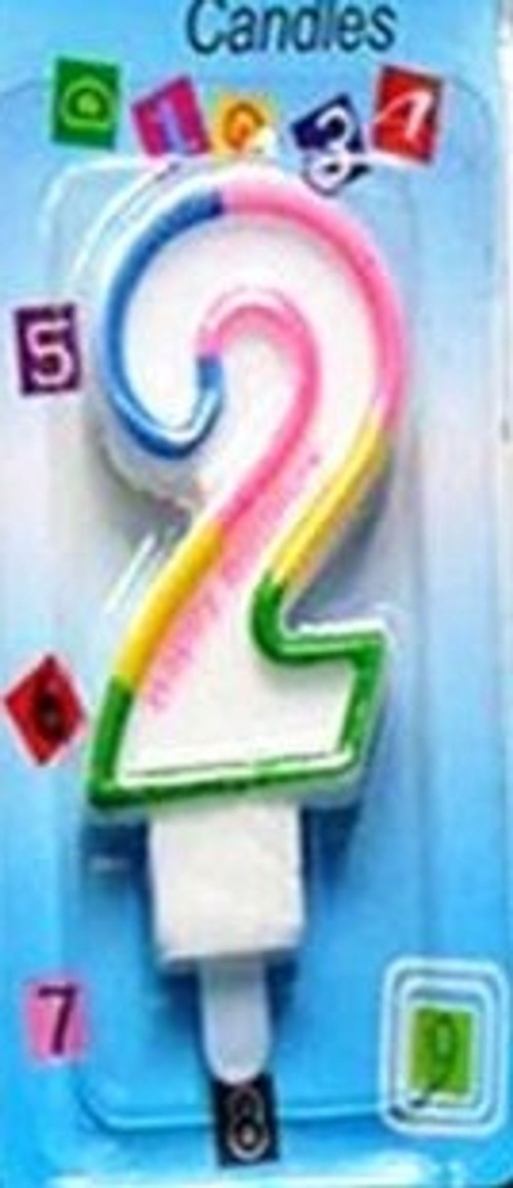 Свеча Цифра 2, Белый, 7 см.