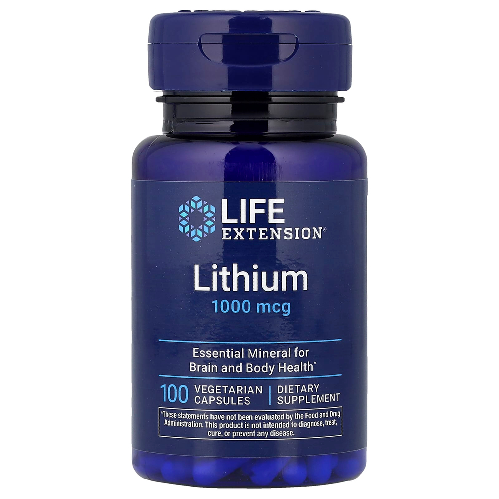 Life Extension, литий, 1000 мкг, 100 вегетарианских капсул