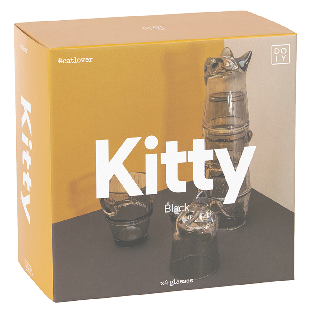 Набор из 4 стаканов kitty, черный