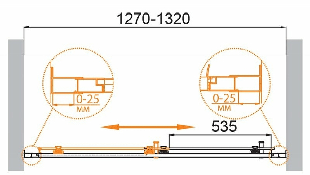 Душевая дверь Cezares Molveno 130 MOLVENO-BF-1-130-C-Cr-IV профиль Хром стекло прозрачное