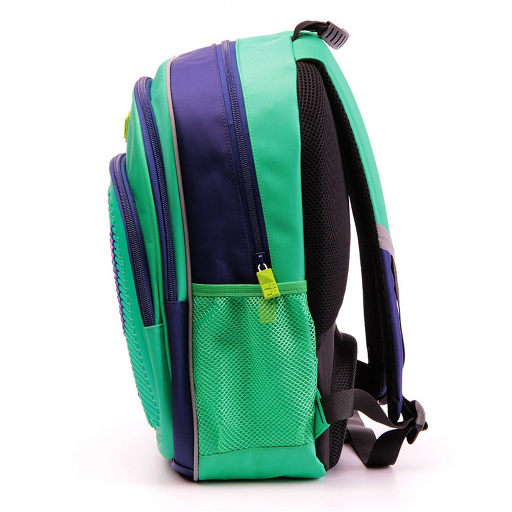 Рюкзак школьный пиксельный, 390х270х150мм, "Синий кот", 6-10 лет, эргономич. спинка, стветоотр. элементы, текстиль, гипоаллерген. силикон, зеленый