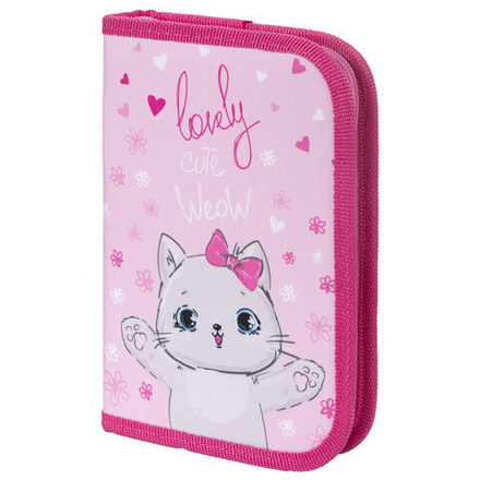 Пенал ПИФАГОР, 1 отделение, ткань, "Cute Meow", 270358