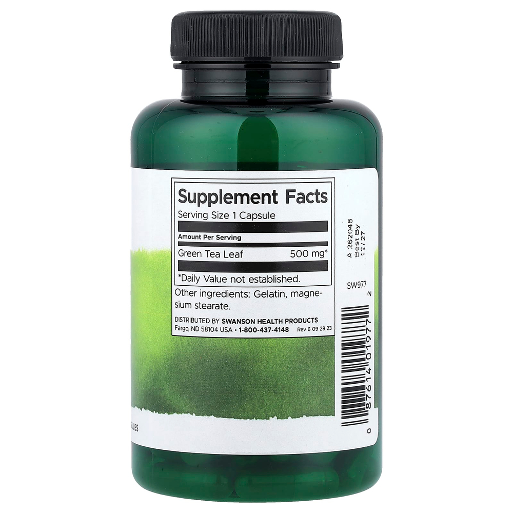 Swanson, Зеленый чай, 500 мг, 100 капсул