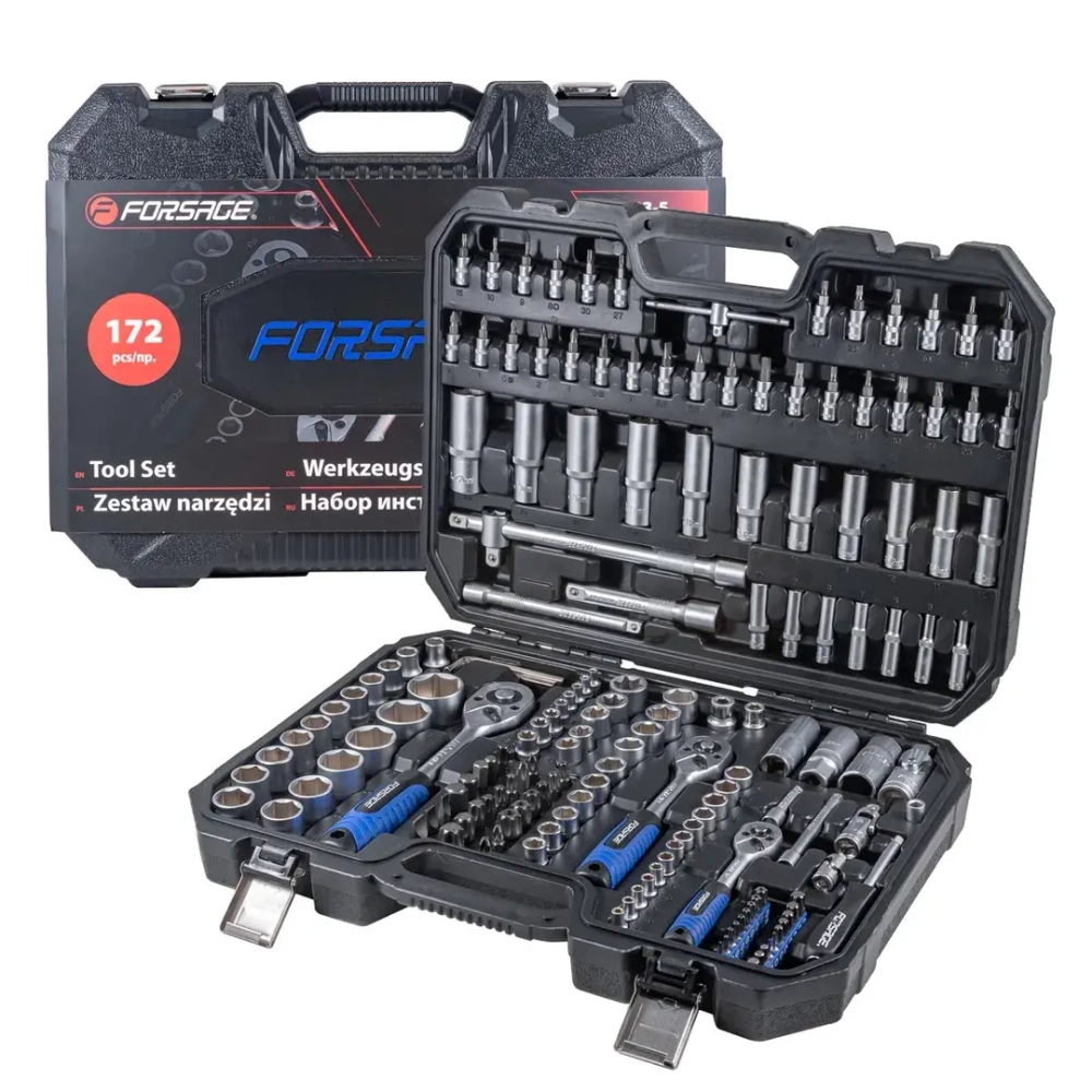 Набор инструментов 172пр. 1/4'', 3/8'', 1/2''(6гр.)(4-32мм) Forsage F-41723-5