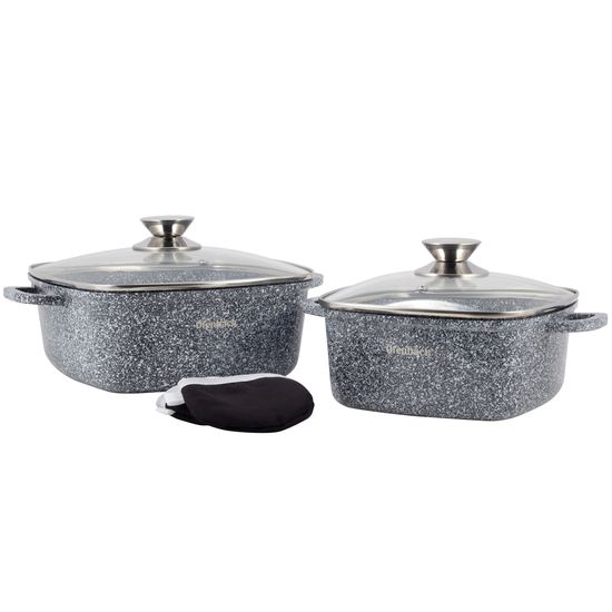 Набор квадратных кастрюль 5 предметов Ofenbach NB 100508 кастрюли 2,3 л; 4,4 л; прихватки 2 шт.