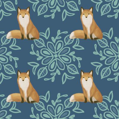 Лисы с цветочным узором