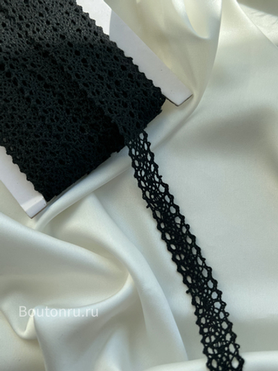 Кружево черное 15 мм хлопок