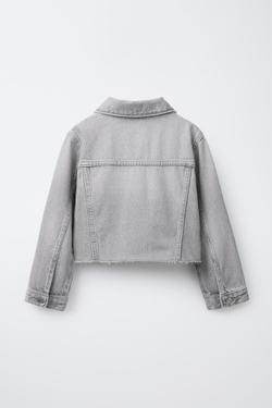 ZARA ДЖИНСОВАЯ КУРТКА CROPPED, СЕРЫЙ