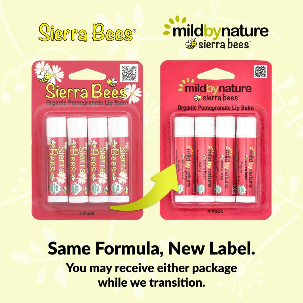 Mild By Nature, Sierra Bees™, органические бальзамы для губ, гранат, 4 шт. по 4,25 г (0,15 унции)