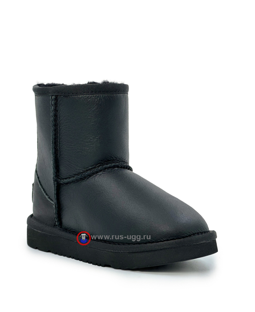 KIDS CLASSIC SHORTZIP LEATHER Black