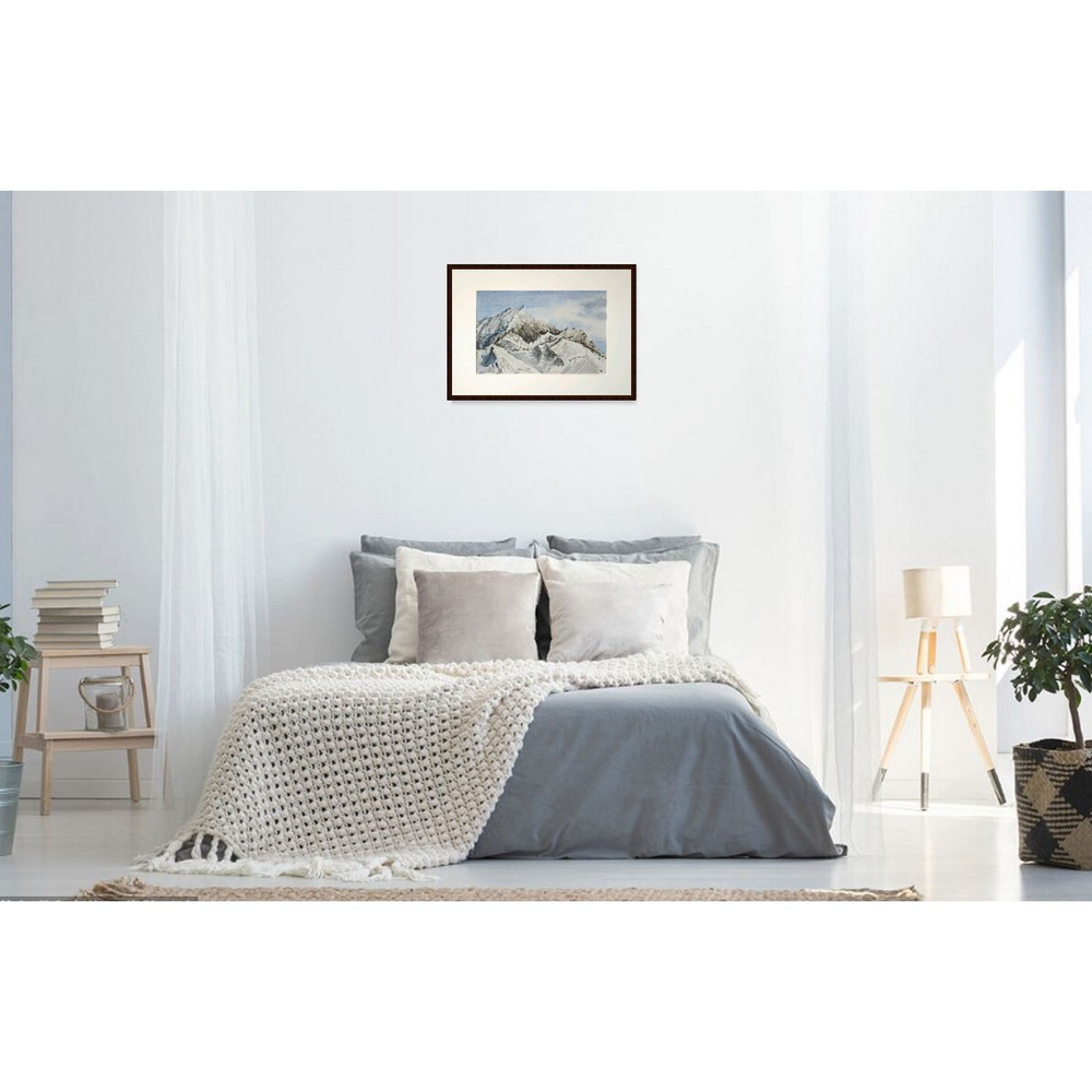 Картина акварельная авторская в паспарту 30х40 см на стену для интерьера "В горах "