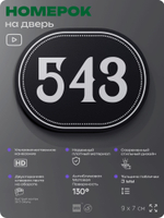Номерок на дверь квартиры 543, для кабинета, офиса, шильдик 9 х 7 см, черный, Айдентика Технолоджи