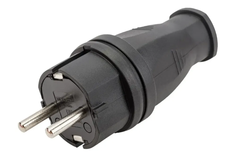 TDM Вилка прямая каучуковая 2Р+РЕ 16А 250В IP44 SQ0612-0001