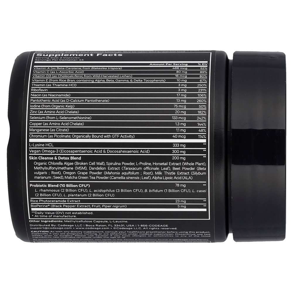 Codeage, Clearface Vitamins +, 90 растительных капсул