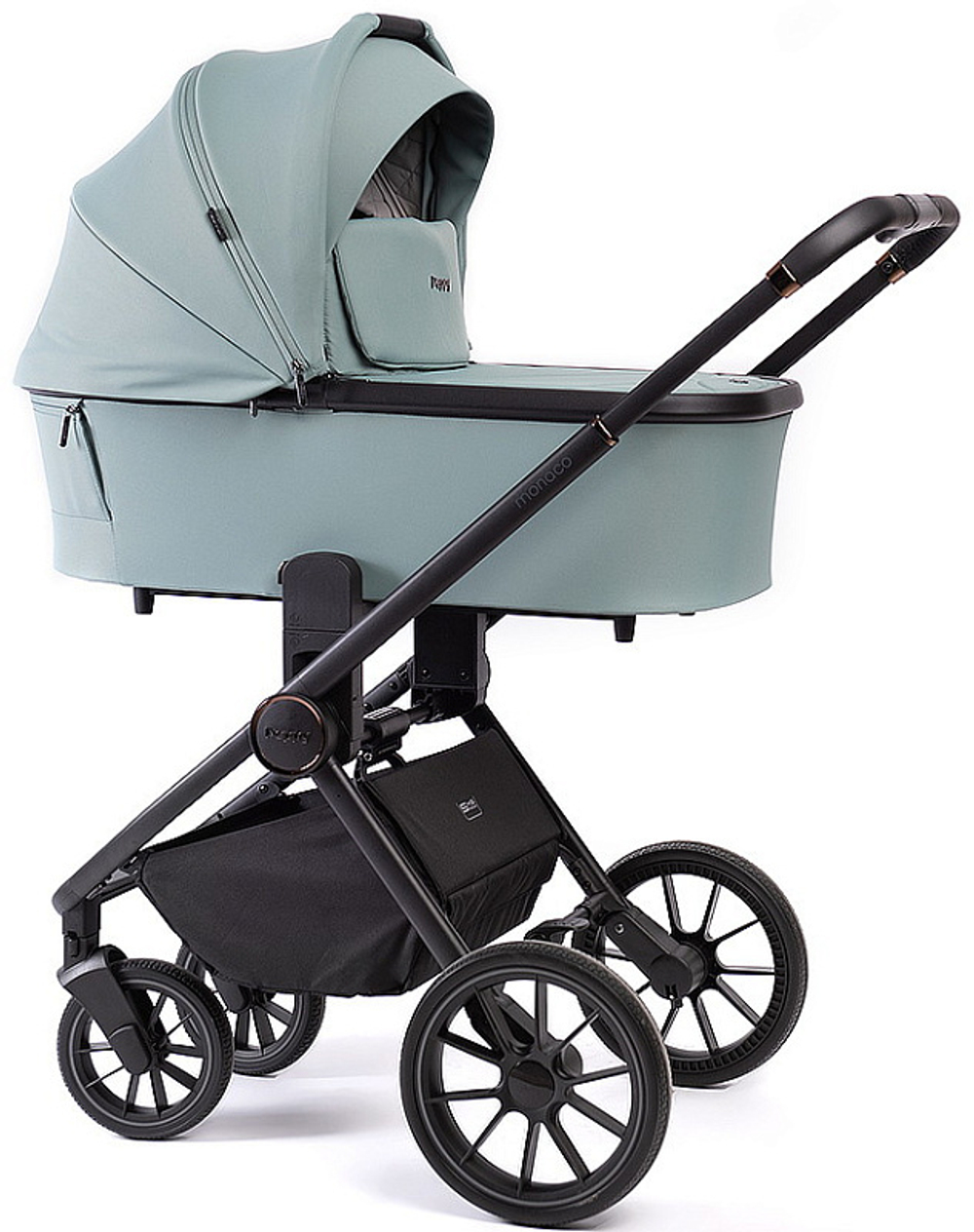 Детская коляска Peppy Monaco 3 в 1 с автокреслом Verona Beige Mint (мятный), рама черная