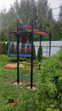 Монтаж уличной шведской стенки Sv Sport Рукоход (4 вертикальных столба)