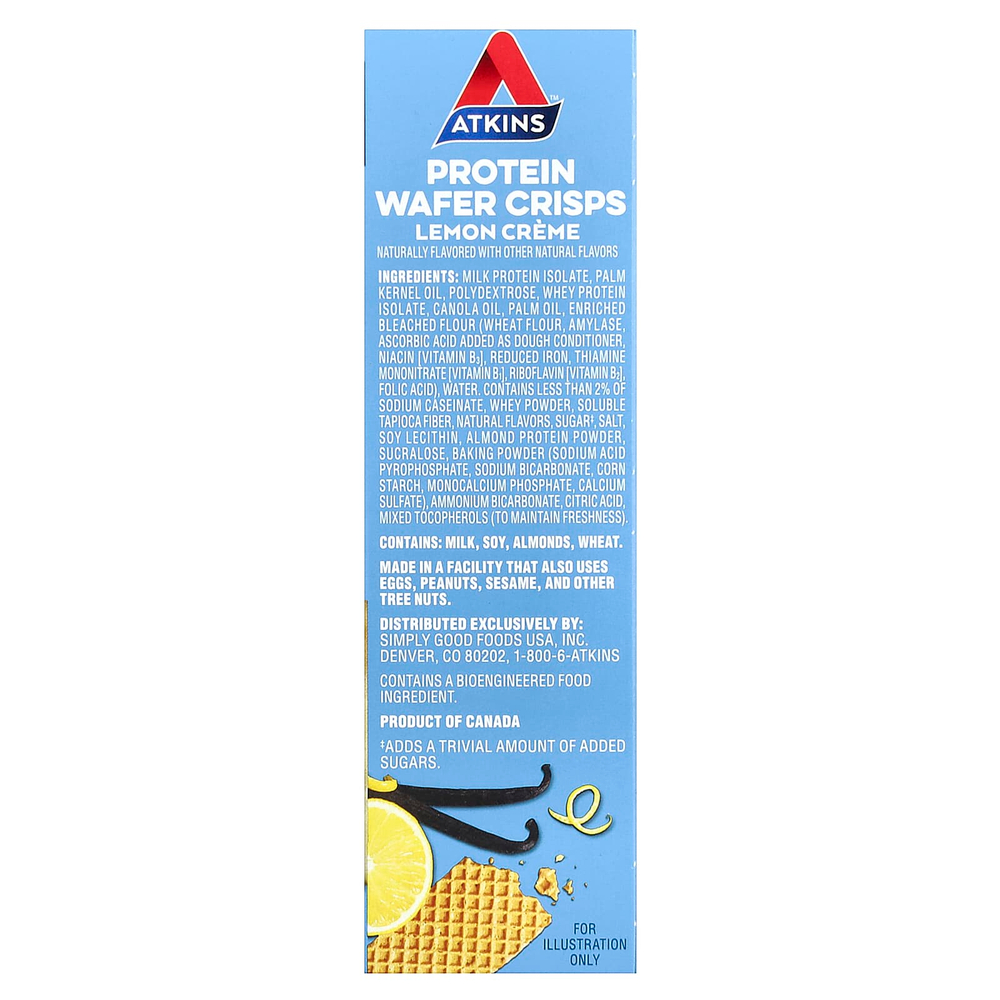 Atkins, Anytime Snacks, протеиновые вафли, лимонный крем, 5 батончиков, 36 г (1,27 унции)