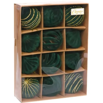 Набор елочных украшений VELOUR «Восточная ночь» 6 см (набор 12 шт), Изумруд