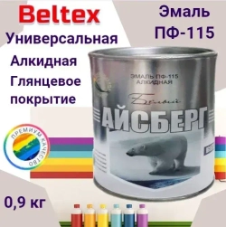 Краска Эмаль белая /белый айсберг/ ПФ-115 Белтекс 0.9 кг по дереву, металлу, кирпичу и бетону, для наружных и внутренних работ