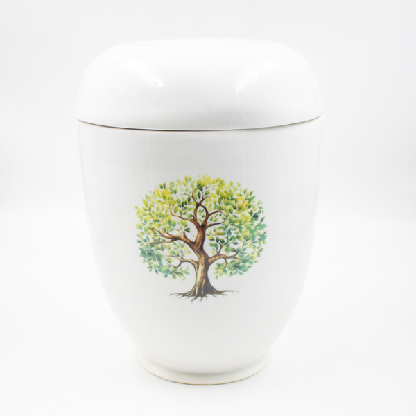 Урна для праха фарфор "Модерн" белая "Дерево"
