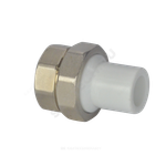 Муфта трубная PP-R комбинированная разъемная белая Дн 20х3/4" Ру25 наруж пайка/ВР VALFEX 10157120