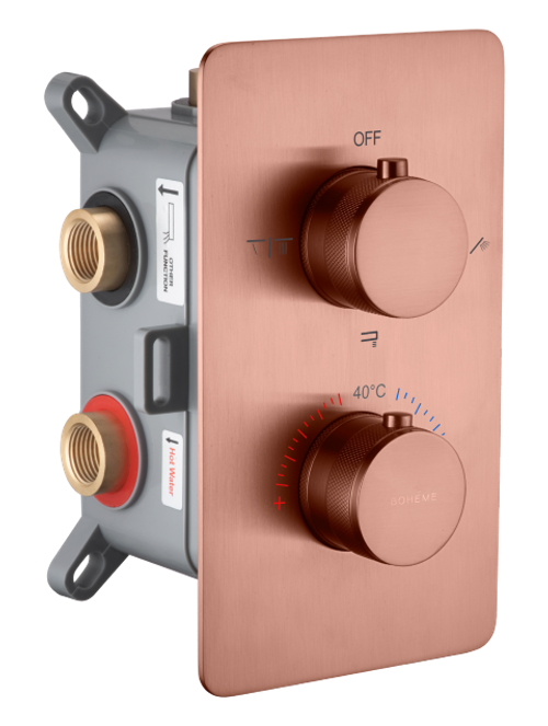 Смеситель встроенный с термостатом 3-х проходной CELL COPPER BRUSHED