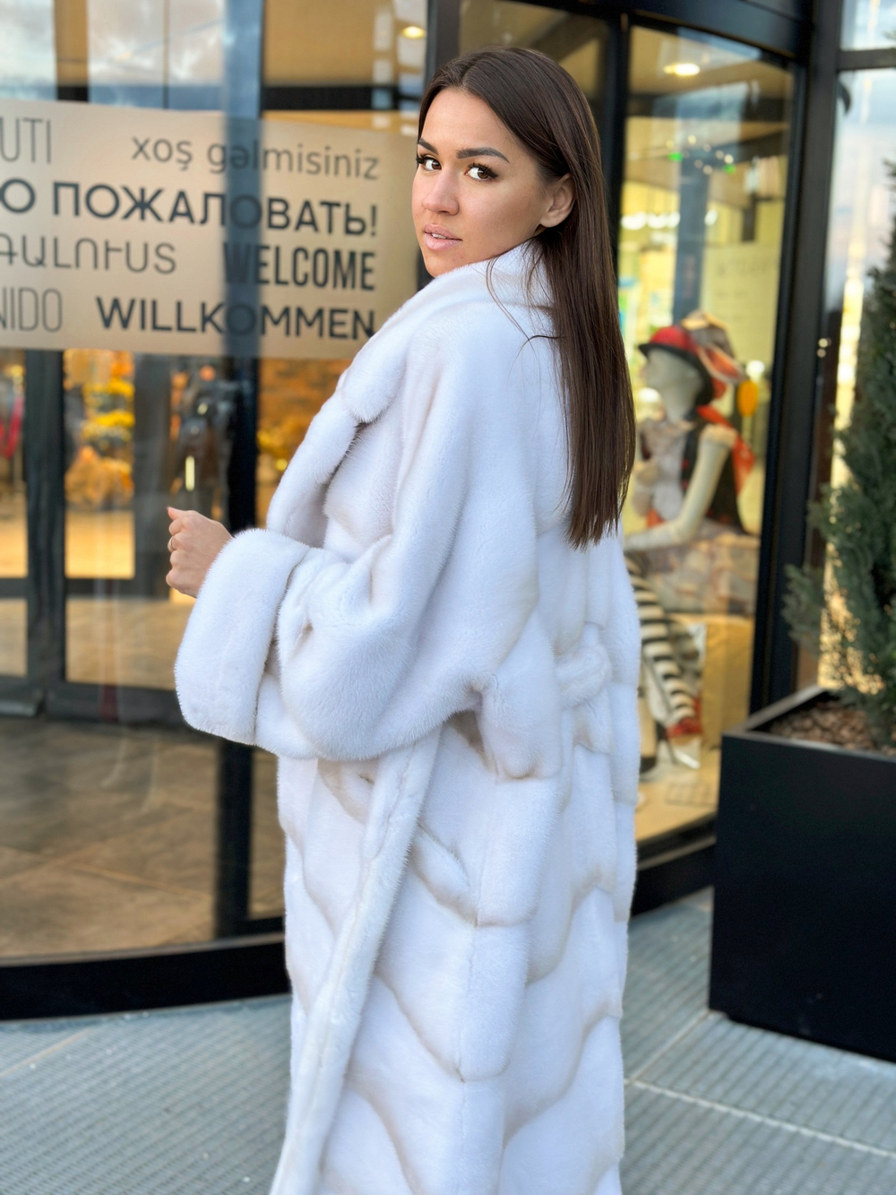 Шуба из импортной норки модель «кимоно» с поясом 130см