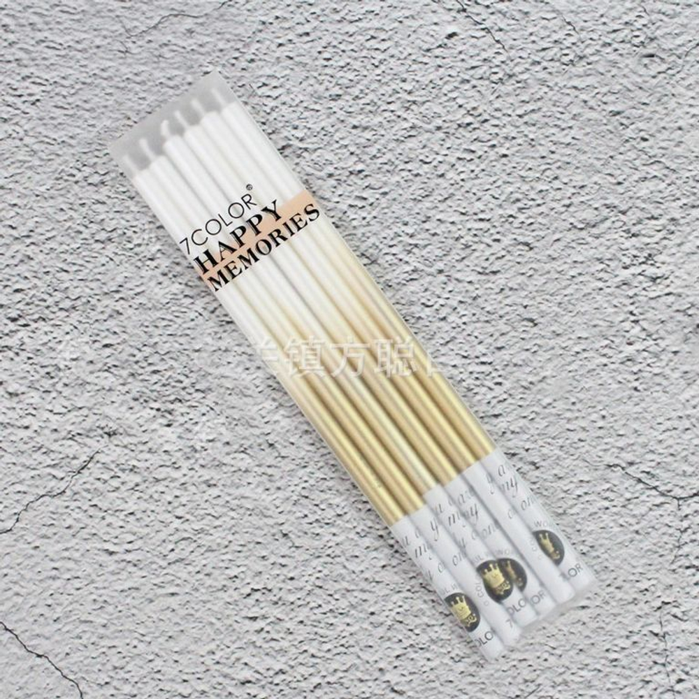 Набор свечей для торта «Жемчуг» (белый с золотом, 14 см) 6 шт