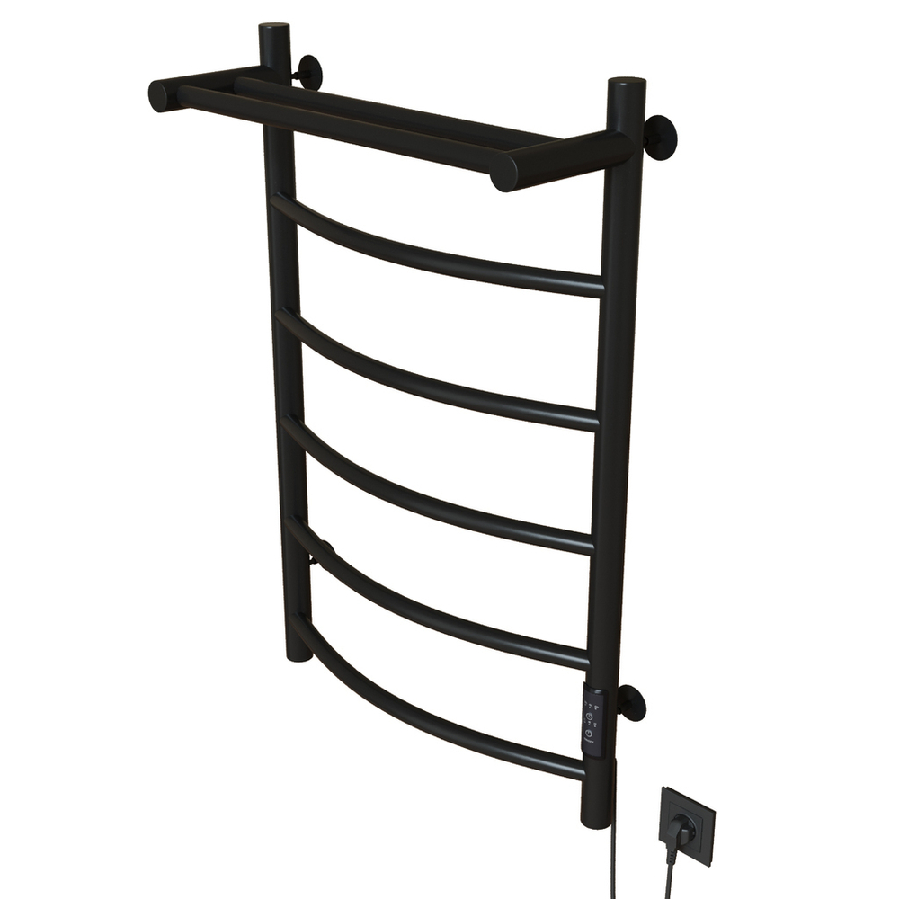 Полотенцесушитель MIXLINE CAPELLA  80х50 (таймер, 336Вт, 5 перекладин + ПОЛКА) электрический ЧЕРНЫЙ