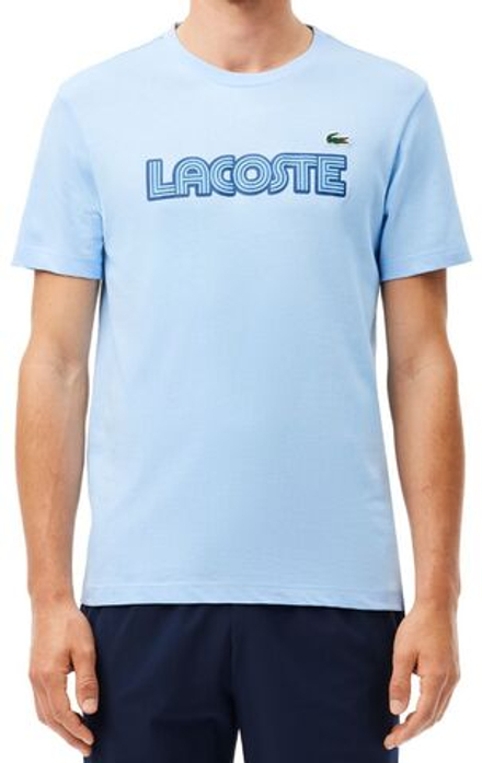 Мужская теннисная футболка Lacoste Ultra Dry Jersey Sports T-Shirt With Logo - небесный
