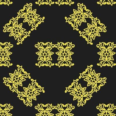 декоративный желтый орнамент на черном фоне.