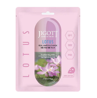 [JIGOTT] Тканевая маска для лица ЛОТОС LOTUS Real Ampoule Mask, 1 шт*27 мл
