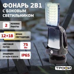 Светодиодный фонарь Трофи TSP12 прожекторный аккумуляторный со встроенным светильником | Прожекторные фонари