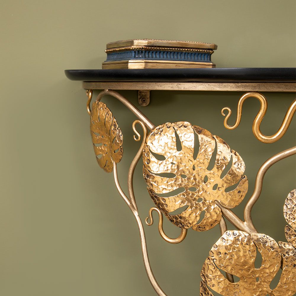 Консоль Monstera Deliciosa Glass (Монстера) Каштан Амбер