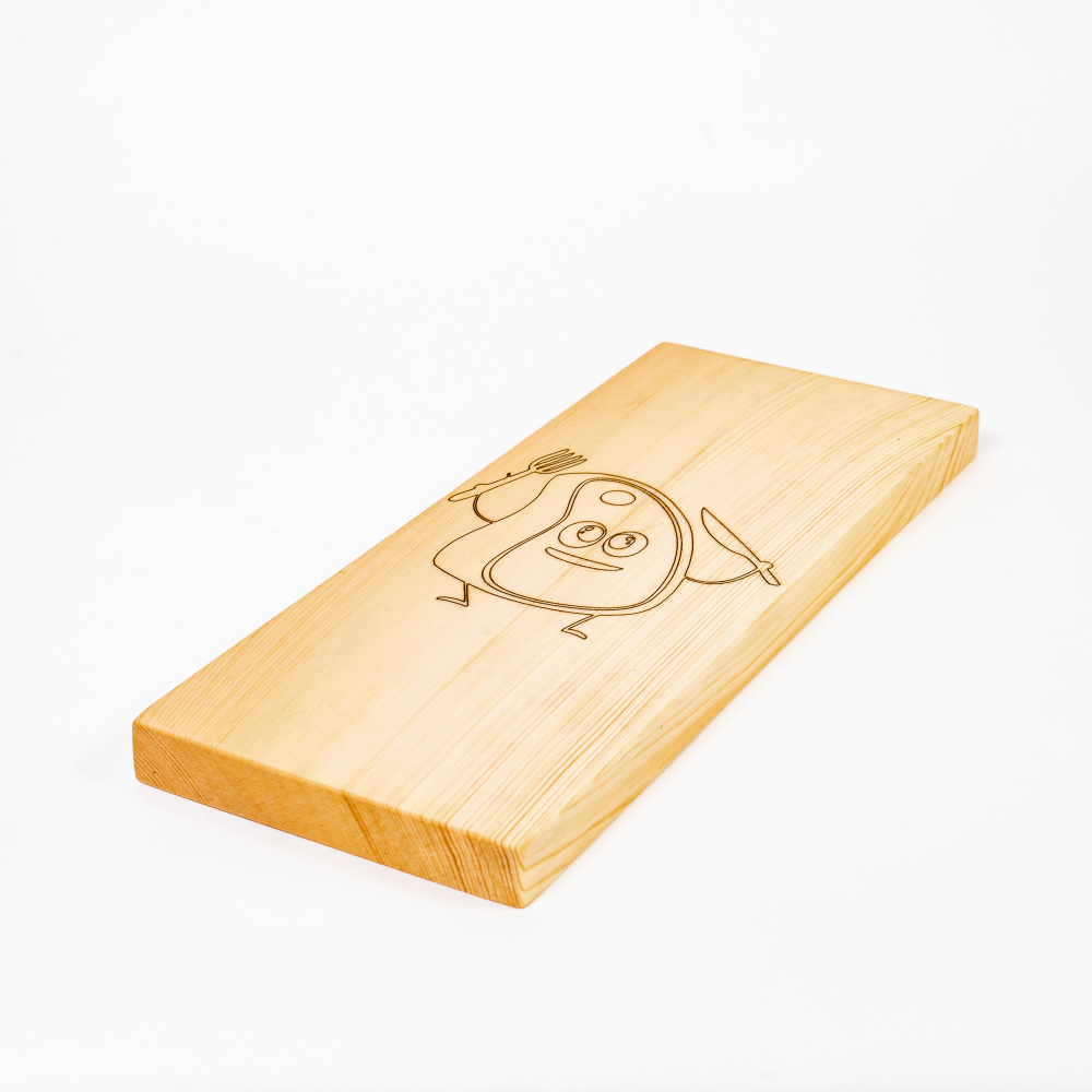 Деревянная разделочная доска из древесины сибирского кедра для мяса с гравировкой "мясо" RD29