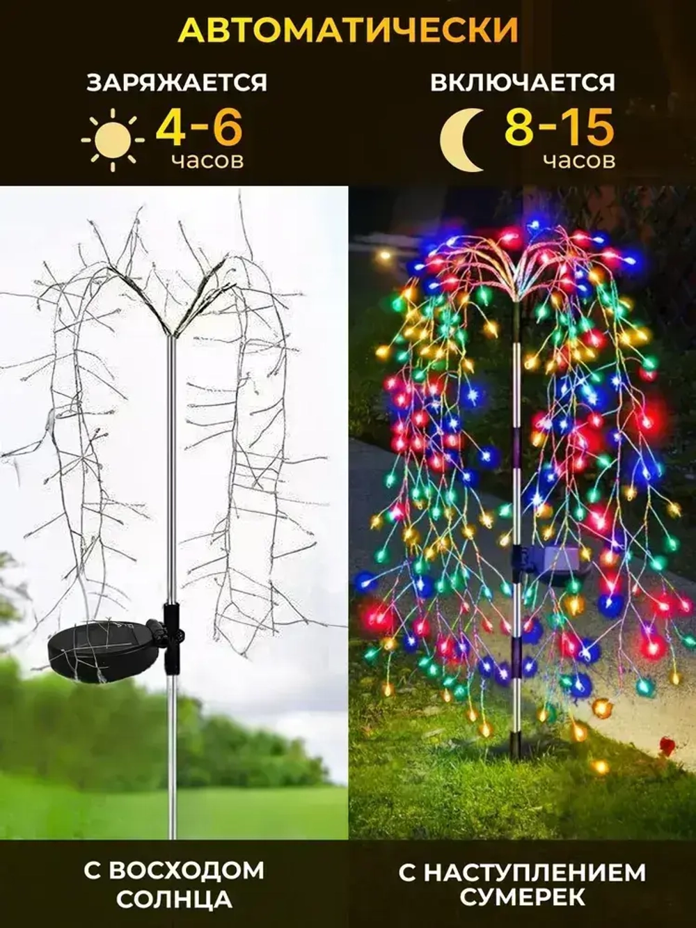 Светильник садовый на солнечной батарее уличный Ива