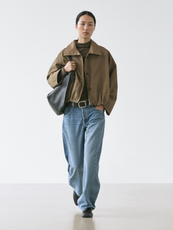 Massimo Dutti Бомбер с высоким воротником, темный хаки