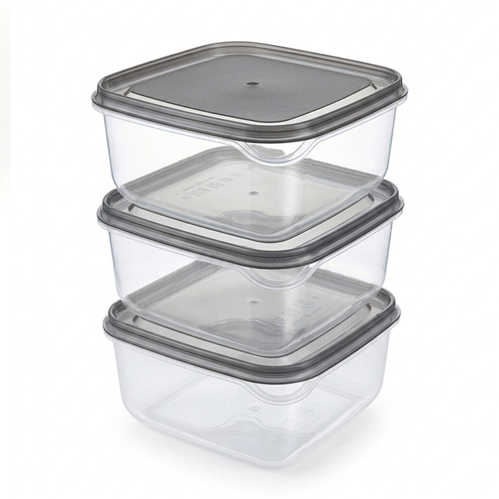 Набор контейнеров 14х14х6 с крышкой для сыпучих продуктов 3 шт, полипропилен