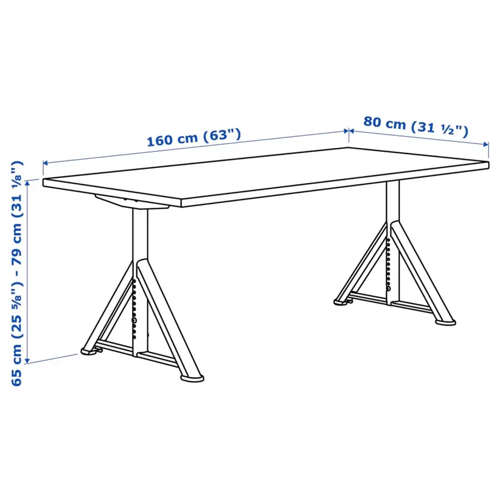 Письменный стол с регулировкой высоты - IKEA IDÅSEN /IDАSEN,  160х80х65-79 см, коричневый/темно-серый, ИДАСЕН ИКЕА