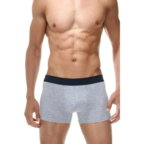 Набор мужских трусов боксеров 3в1 (светло-серые с принтом, темно-синие, светло-серые) DARKZONE DZN9017