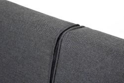 "Канны" левый модуль плетеный из роупа, каркас алюминий темно-серый (RAL7024) муар, роуп темно-серый круглый, ткань темно-серая 027