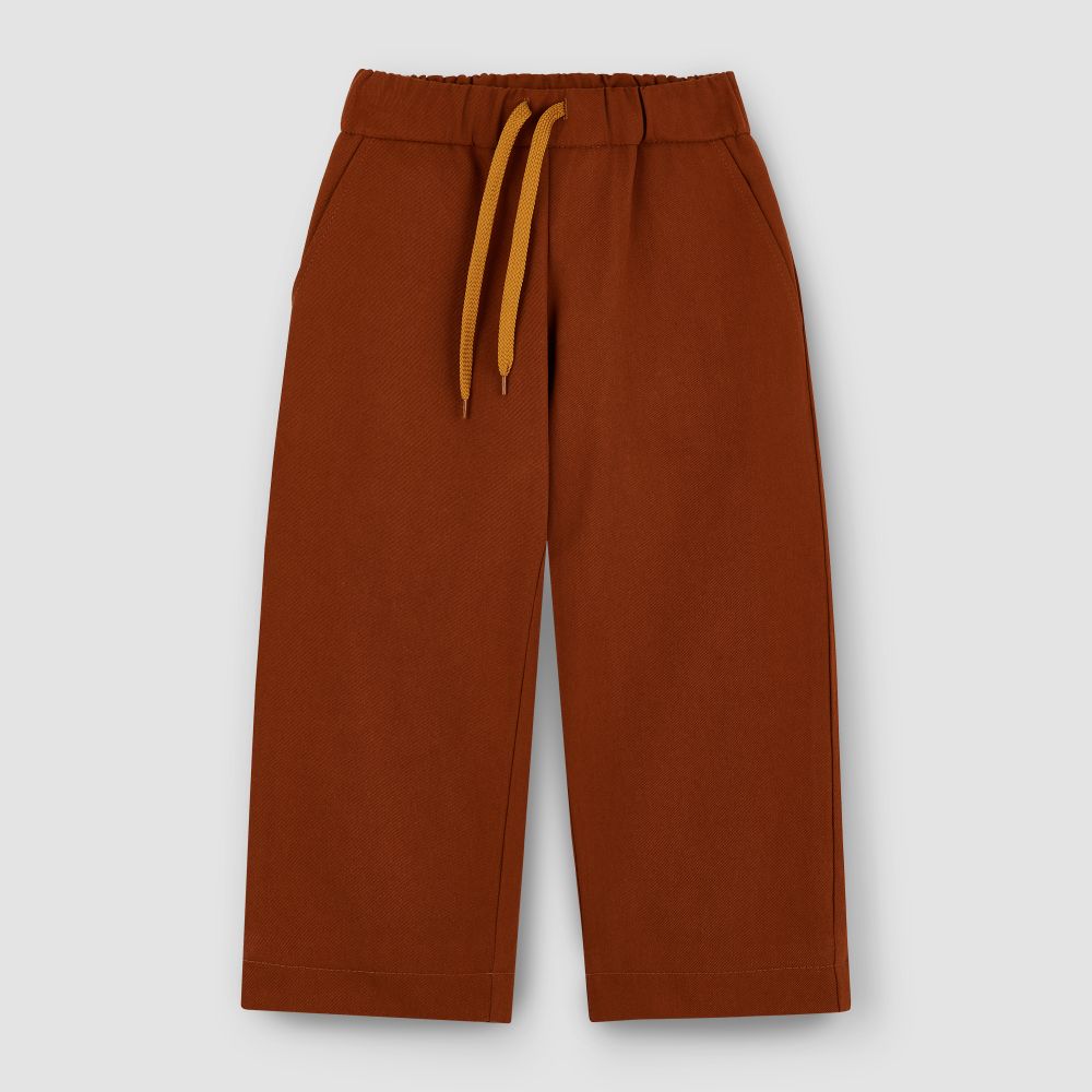 Брюки из денима на подкладке цвета терракоты