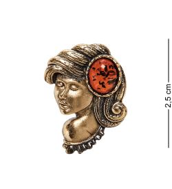 AM-2852 Брошь «Знак зодиака-Дева» (латунь, янтарь)