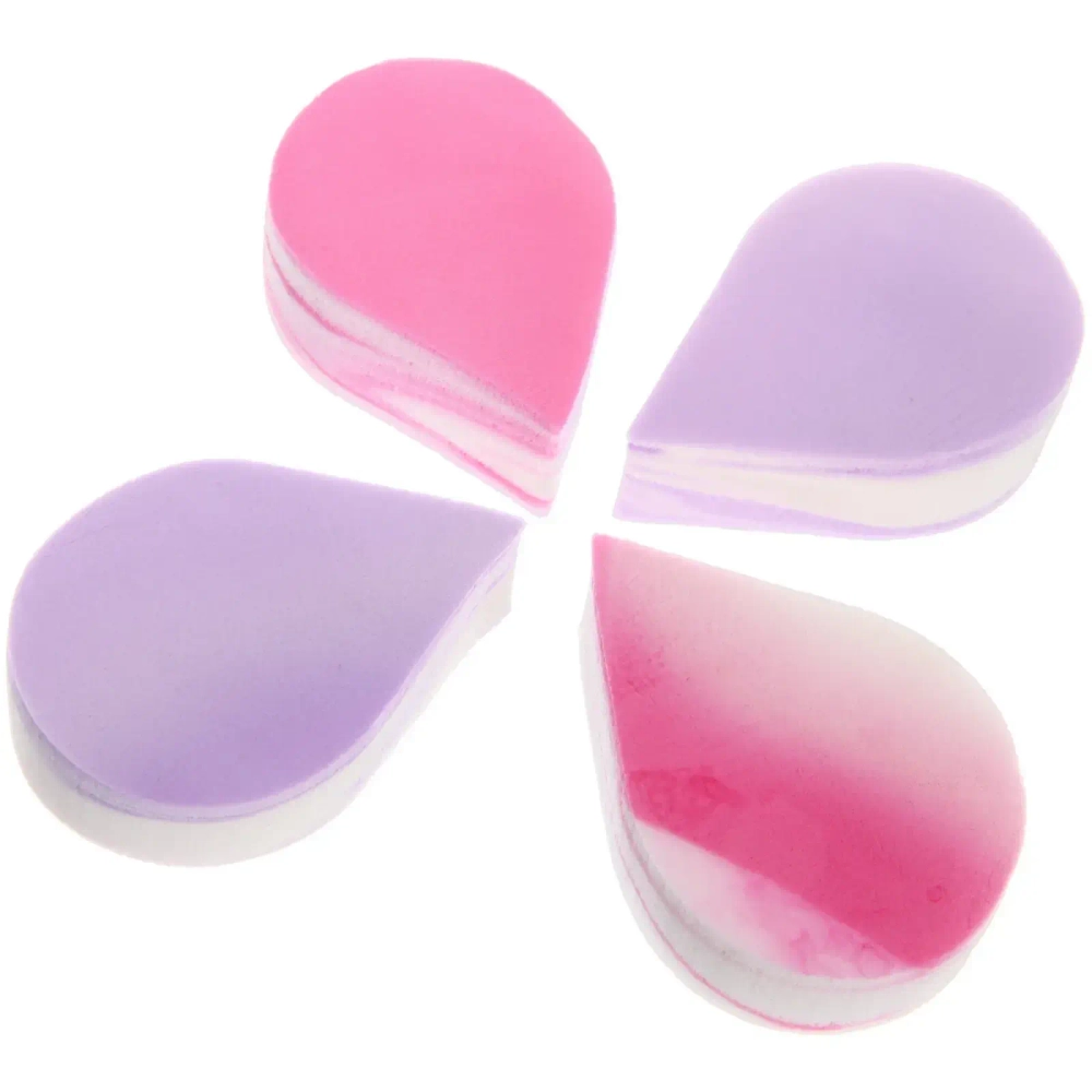 Спонжи для макияжа 4шт «ЭФФЕКТО», капли, микс два цвета розовый и фиолетовый, 4*2см