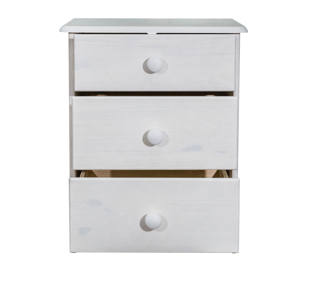 Комод, 43х34х53, Хаба, для одежды, прикроватная тумба, с ящиками, из массива дерева, белый, Dipriz