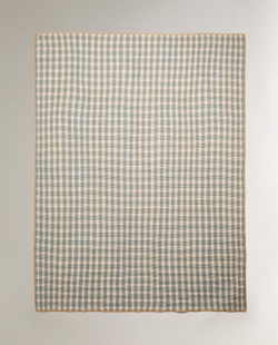 Zara Home - Плед в клетку с вафельной текстурой, синий, 140x190 см