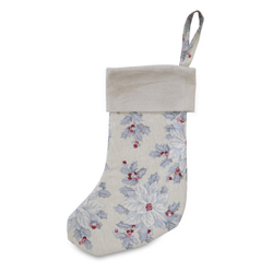 Сапожок новогодний 22х35см Mix&Match Home Пуансеттия серебристо-голубой