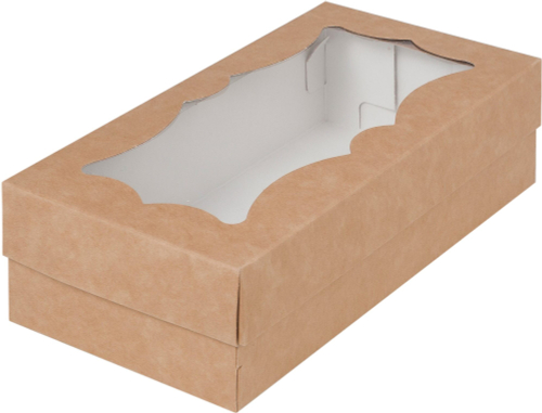 Коробка для макарон (12 шт)с окном 210*110*55 мм КРАФТ