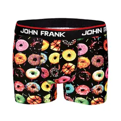 Мужские трусы боксеры черные с принтом JOHN FRANK JFBD203-DONUTS
