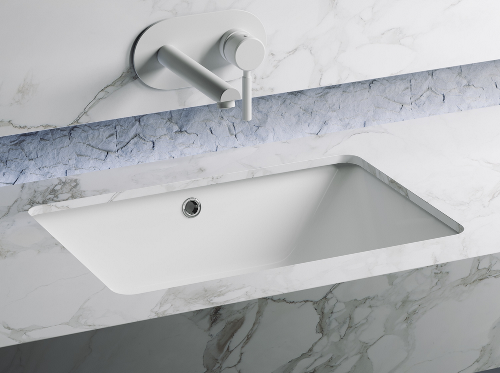 Умывальник прямоугольный встраиваемый под столешницу Element 550x400x185мм, с крепежом и шаблоном для установки